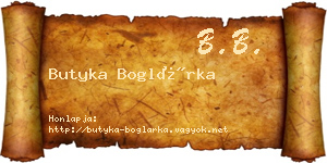Butyka Boglárka névjegykártya